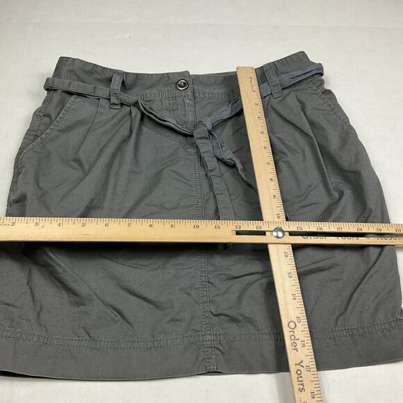 LOFT Womens Cotton Pencil Mini Skirt Gray Casual Zip Up Tie Waist Pockets Size 4 - Picture 6 of 10